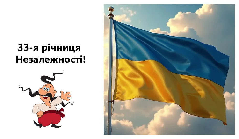 Вітаємо з 33-ю річницею Незалежності України!